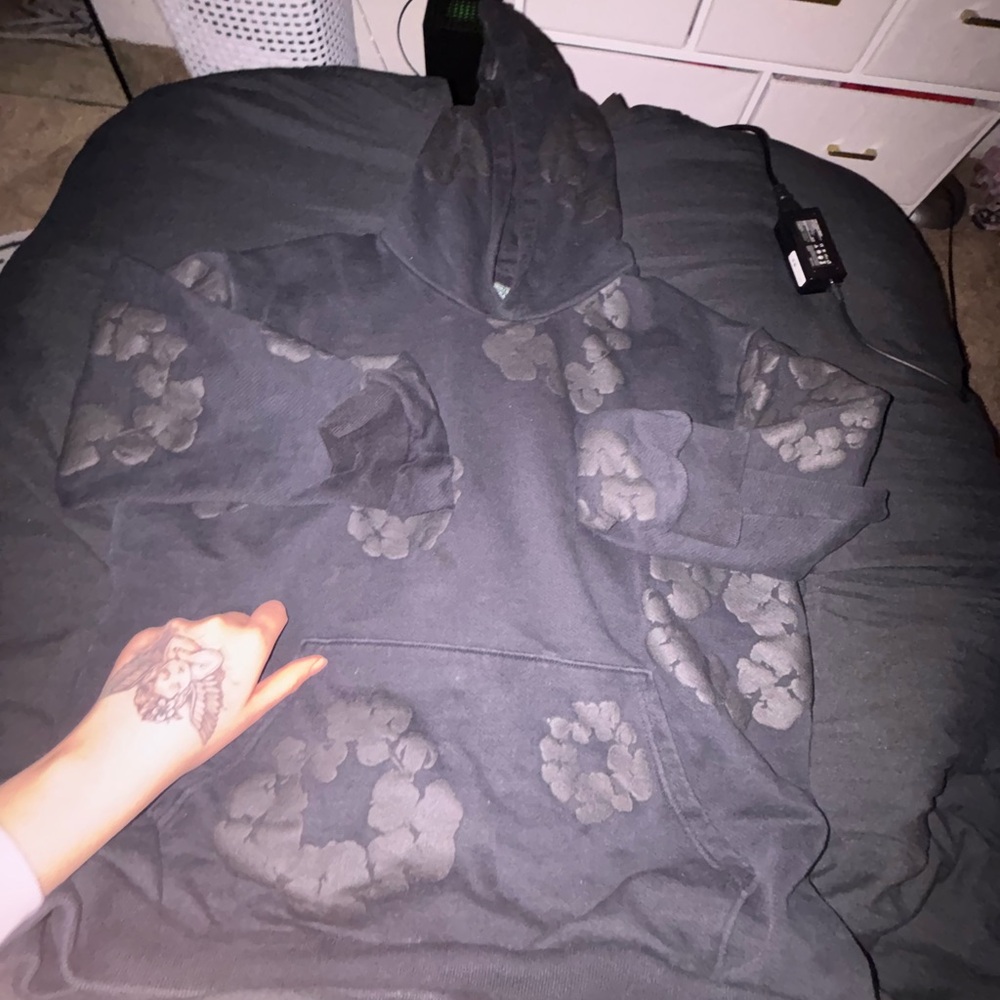 Black Floral Hoodie